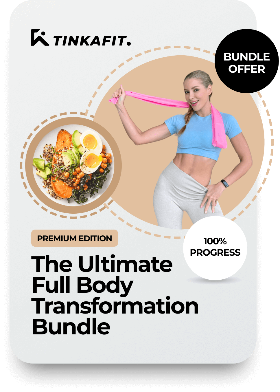 Fitness and Nutrition Bundle by TinaFitness – includes 30 Days Clean Eating Plan and 8-Week At-Home Fitness Transformation for total body and lifestyle change.