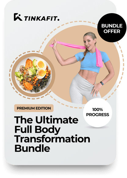 Fitness and Nutrition Bundle by TinaFitness – includes 30 Days Clean Eating Plan and 8-Week At-Home Fitness Transformation for total body and lifestyle change.