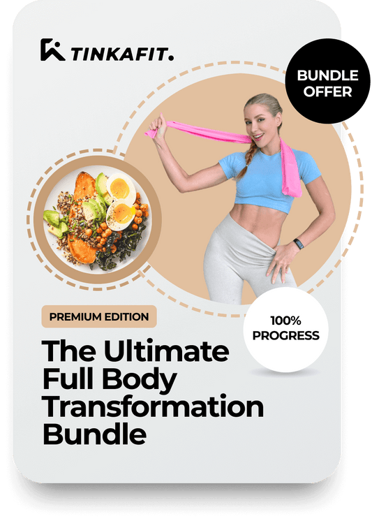 Fitness and Nutrition Bundle by TinaFitness – includes 30 Days Clean Eating Plan and 8-Week At-Home Fitness Transformation for total body and lifestyle change.